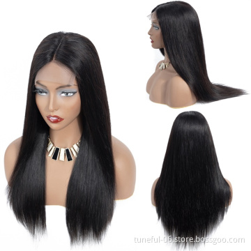 Tuneful Wholesale Transparent 16 18 20 22 24 Inch Straight 360 Lace Closure Raw Human Hair Wig Indian Virgin Hair Full Lace Wigs